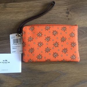 Coach Wristlet, corner zip in 🍊 color. NWT